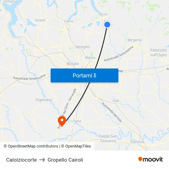 Calolziocorte to Gropello Cairoli map