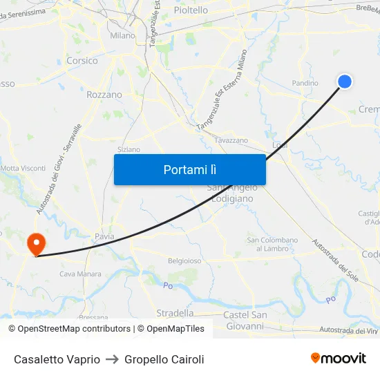 Casaletto Vaprio to Gropello Cairoli map