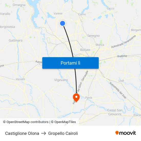 Castiglione Olona to Gropello Cairoli map