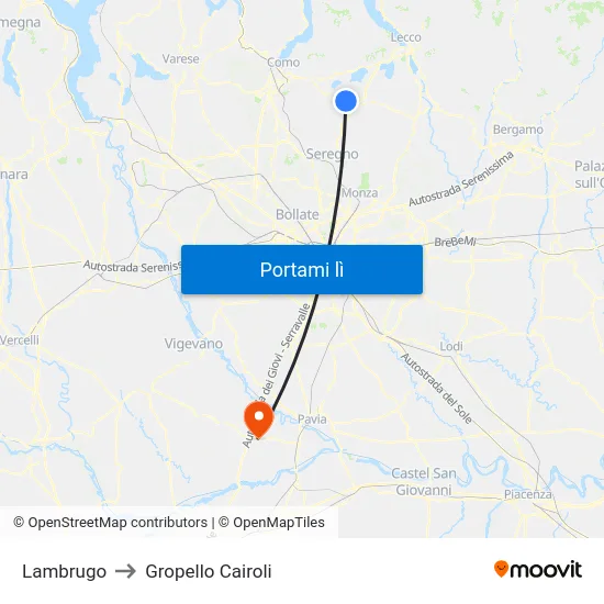 Lambrugo to Gropello Cairoli map