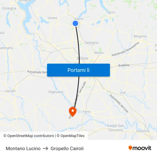 Montano Lucino to Gropello Cairoli map