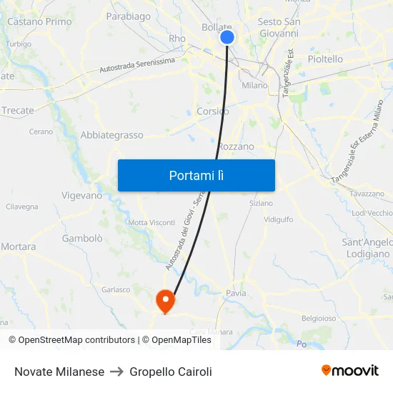 Novate Milanese to Gropello Cairoli map