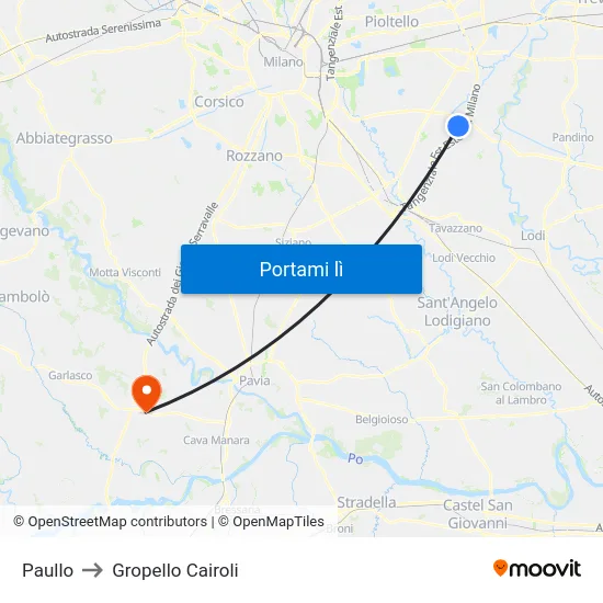 Paullo to Gropello Cairoli map