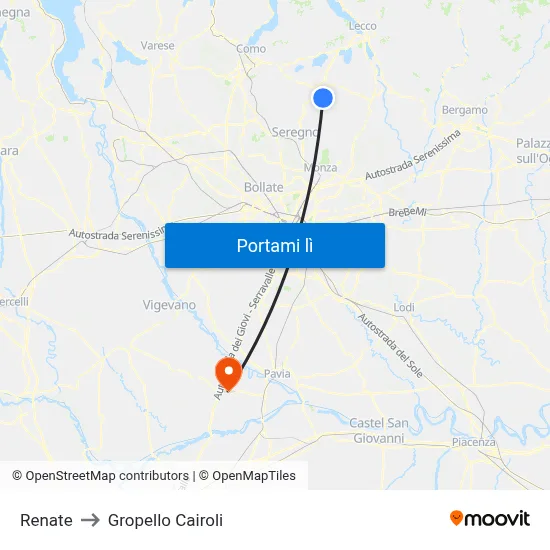 Renate to Gropello Cairoli map