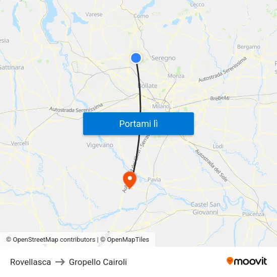 Rovellasca to Gropello Cairoli map
