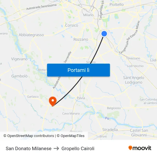 San Donato Milanese to Gropello Cairoli map