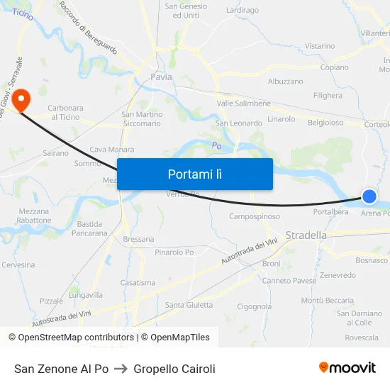 San Zenone Al Po to Gropello Cairoli map