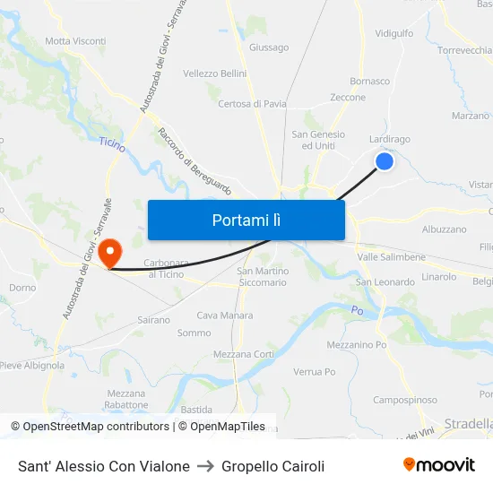 Sant' Alessio Con Vialone to Gropello Cairoli map