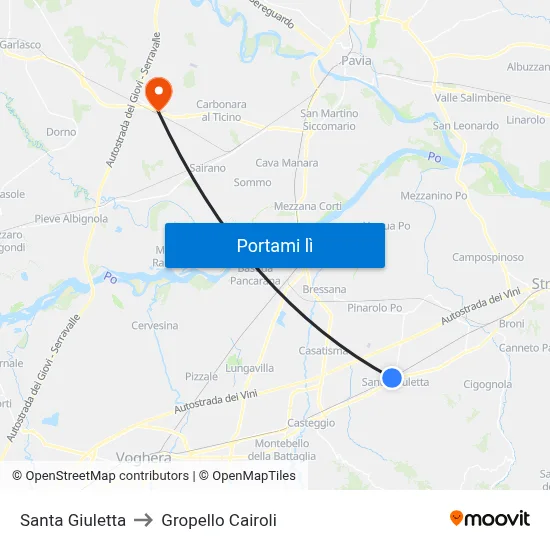 Santa Giuletta to Gropello Cairoli map