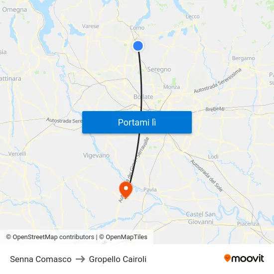 Senna Comasco to Gropello Cairoli map