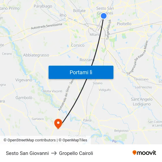 Sesto San Giovanni to Gropello Cairoli map