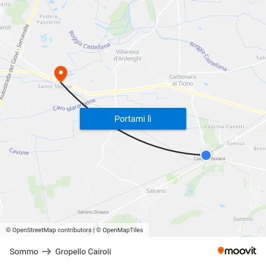Sommo to Gropello Cairoli map