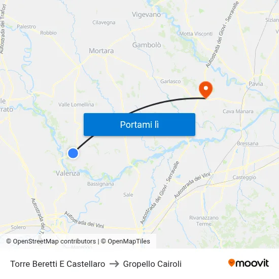 Torre Beretti E Castellaro to Gropello Cairoli map