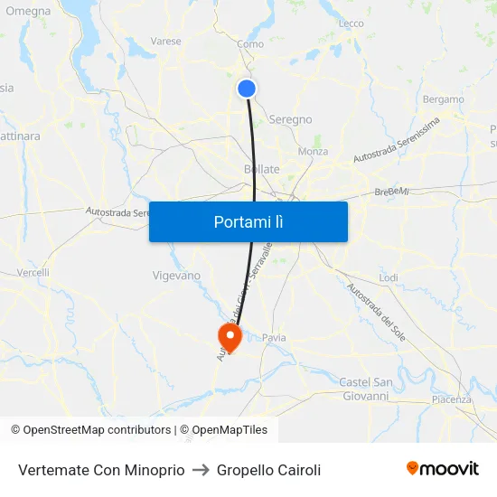 Vertemate Con Minoprio to Gropello Cairoli map