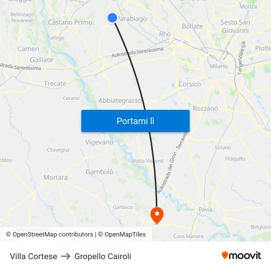 Villa Cortese to Gropello Cairoli map