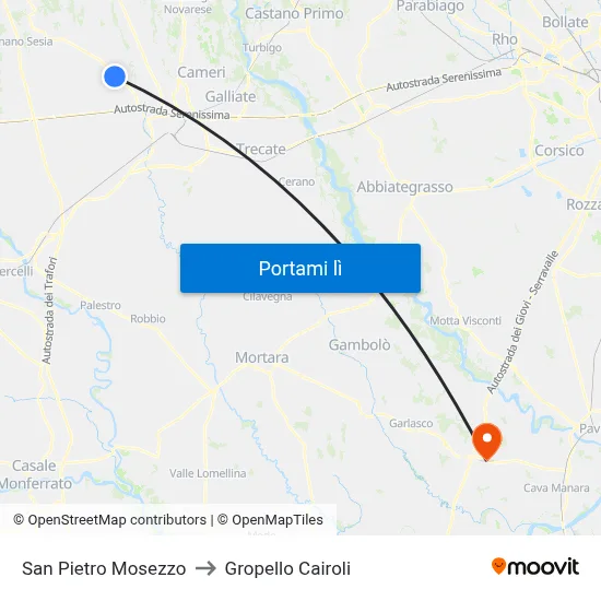 San Pietro Mosezzo to Gropello Cairoli map