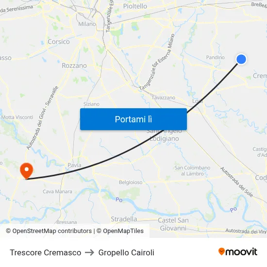 Trescore Cremasco to Gropello Cairoli map