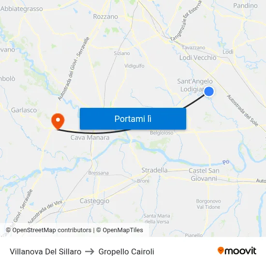 Villanova Del Sillaro to Gropello Cairoli map