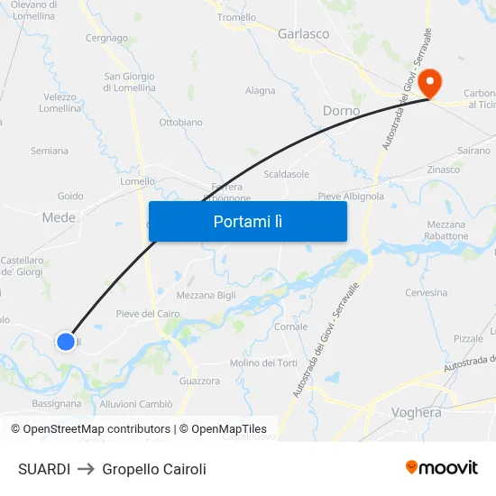 SUARDI to Gropello Cairoli map