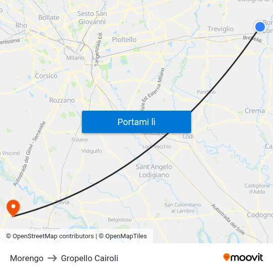 Morengo to Gropello Cairoli map