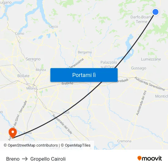 Breno to Gropello Cairoli map
