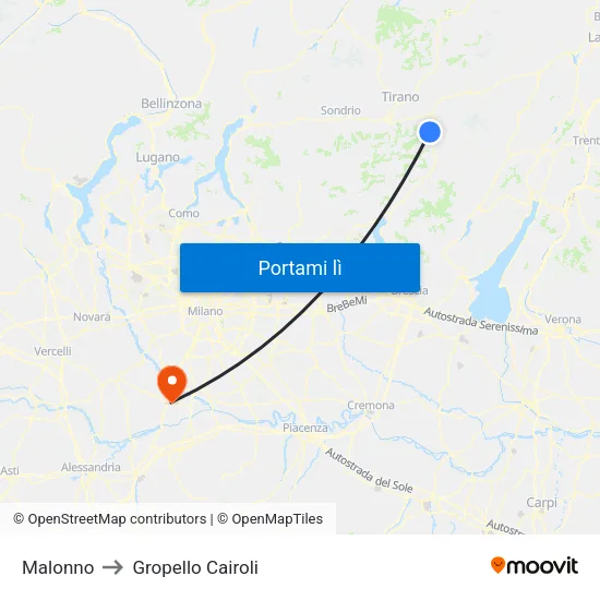 Malonno to Gropello Cairoli map