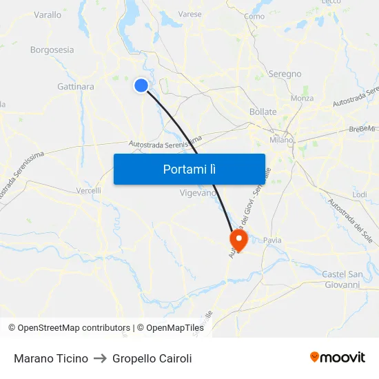 Marano Ticino to Gropello Cairoli map