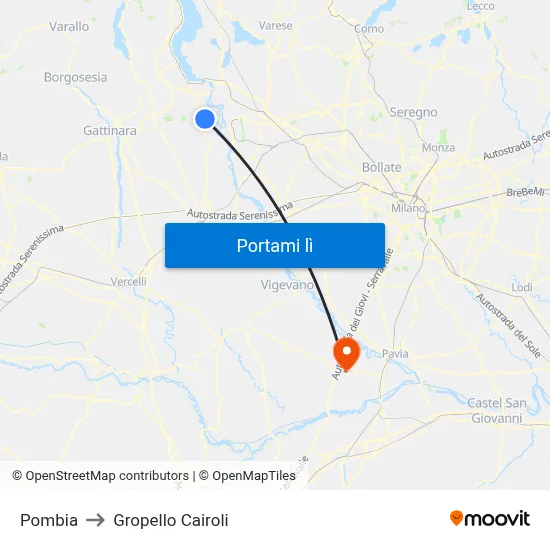 Pombia to Gropello Cairoli map