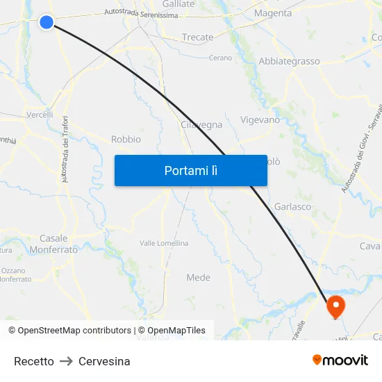 Recetto to Cervesina map