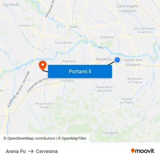 Arena Po to Cervesina map
