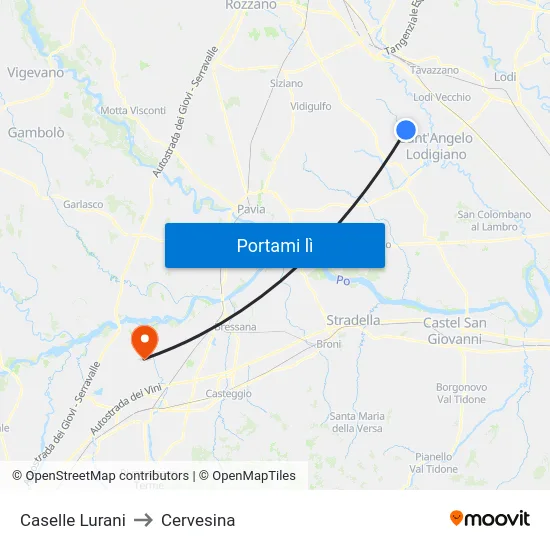 Caselle Lurani to Cervesina map