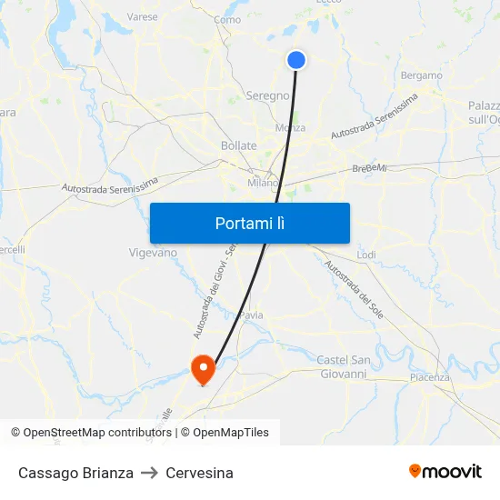 Cassago Brianza to Cervesina map