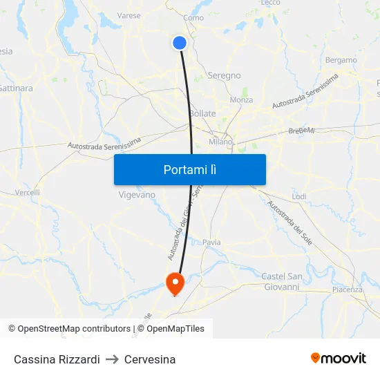 Cassina Rizzardi to Cervesina map