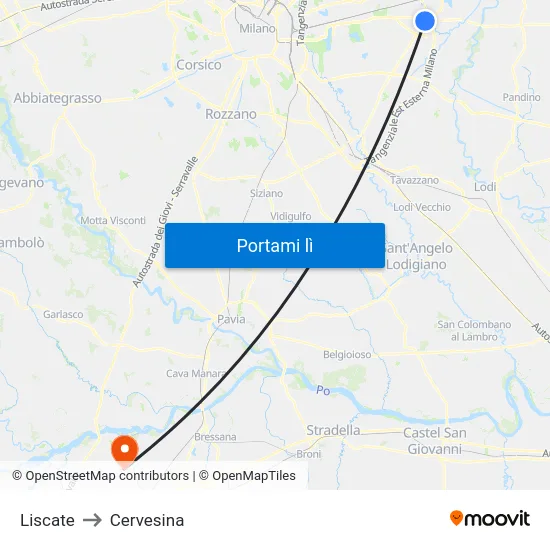 Liscate to Cervesina map