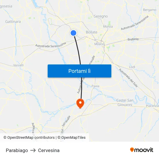 Parabiago to Cervesina map