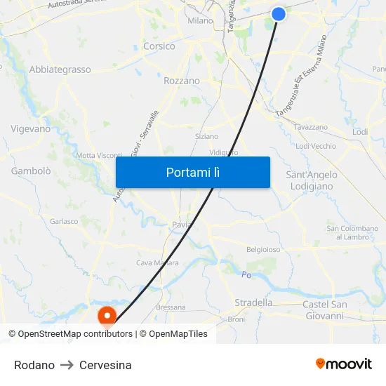 Rodano to Cervesina map