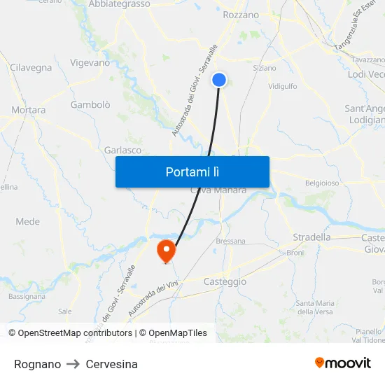 Rognano to Cervesina map
