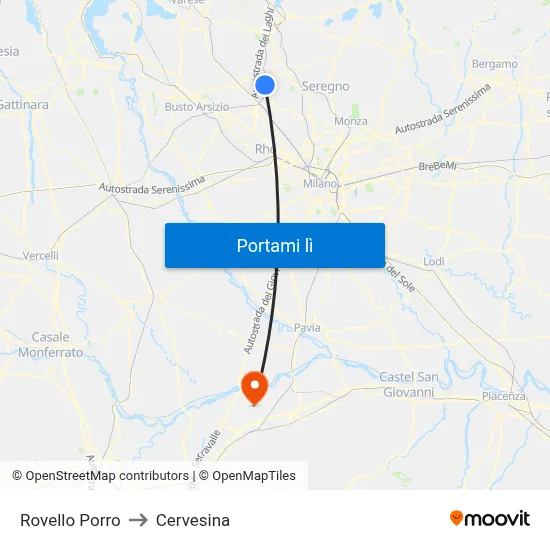 Rovello Porro to Cervesina map