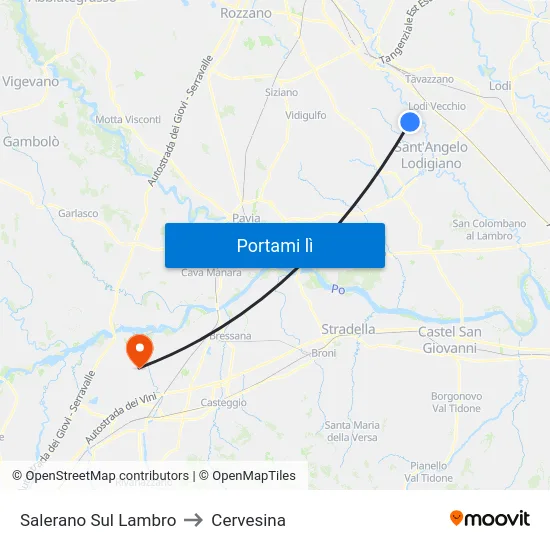 Salerano Sul Lambro to Cervesina map