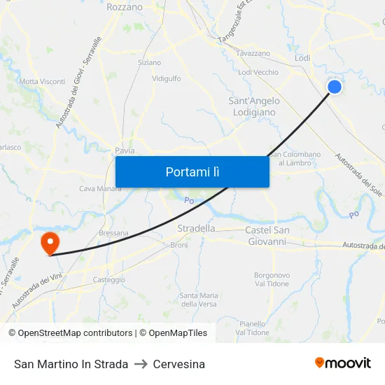 San Martino In Strada to Cervesina map