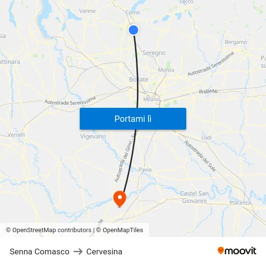 Senna Comasco to Cervesina map
