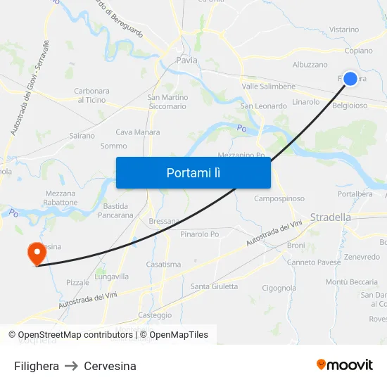 Filighera to Cervesina map