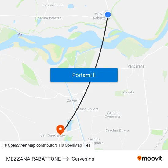 MEZZANA RABATTONE to Cervesina map