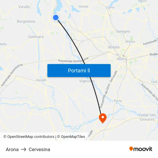 Arona to Cervesina map