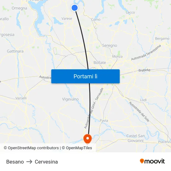 Besano to Cervesina map
