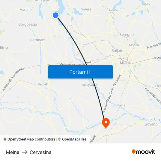 Meina to Cervesina map