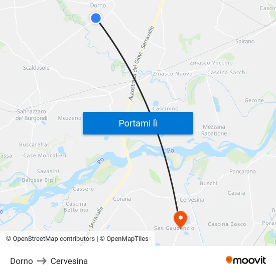 Dorno to Cervesina map