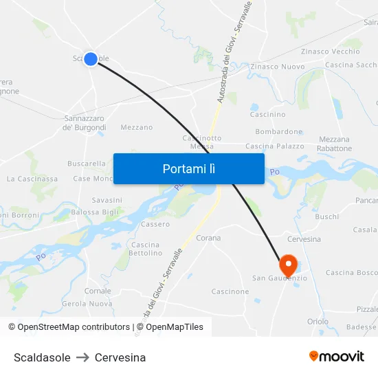 Scaldasole to Cervesina map