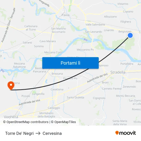 Torre De' Negri to Cervesina map
