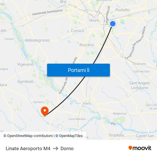 Linate Aeroporto M4 to Dorno map